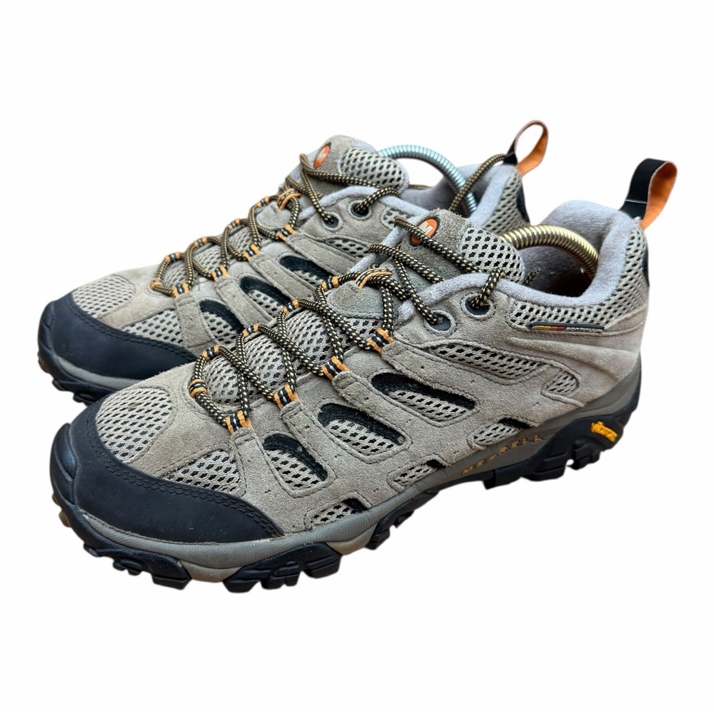 Merrell Men's Gray and Black Athletic Hiking Shoes with Orange Accents